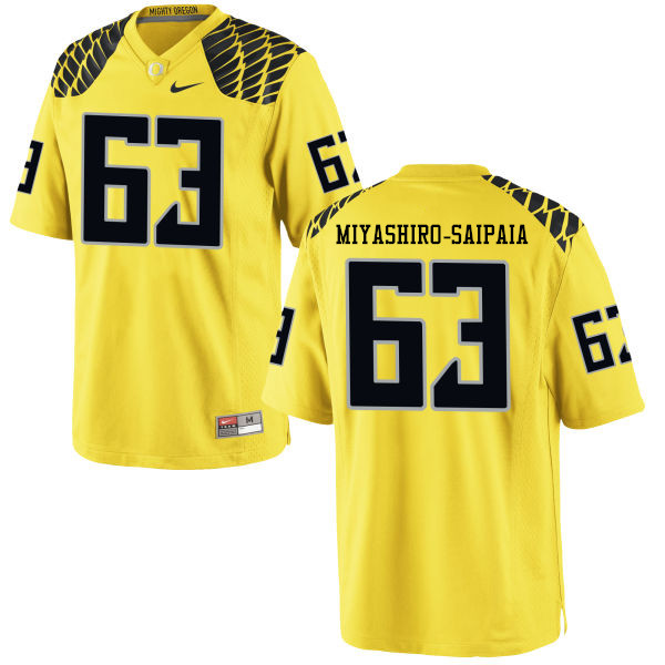 Men #63 Davis Miyashiro-Saipaia Oregon Ducks College Football Jerseys-Yellow - Click Image to Close